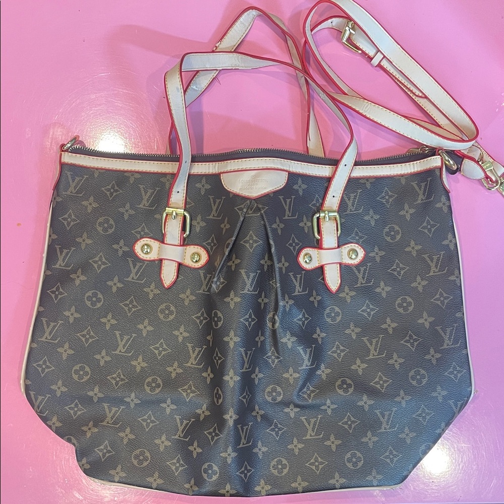 Brown and Tan Monogram Large Versatile Tote Bag